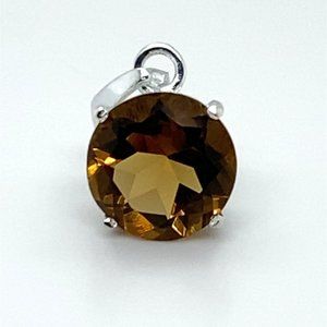 Smoky Quartz 3.08ct Rhodium Finish Solid 925 Sterling Silver Pendant